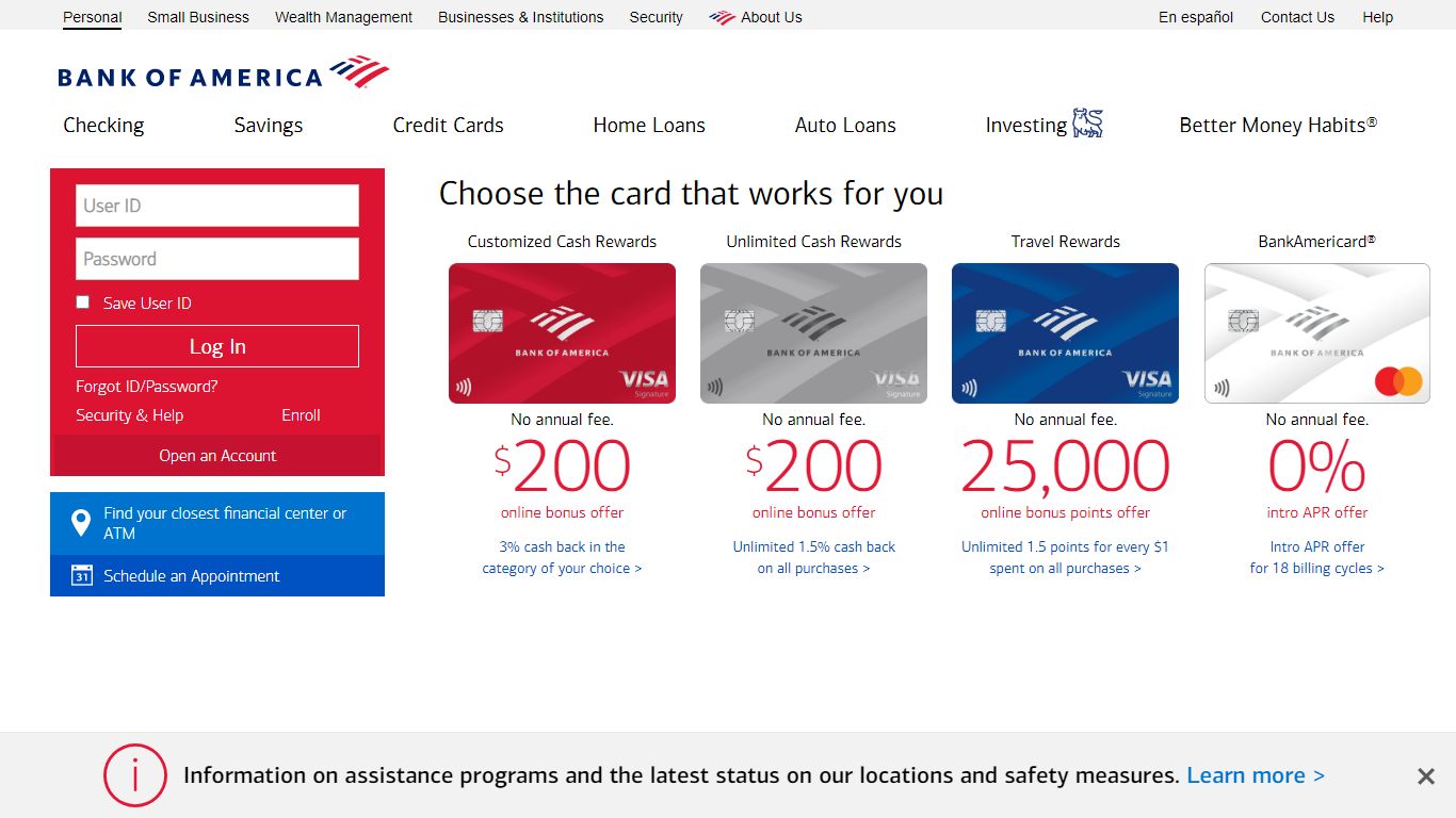 Bank of America - Banking, Credit Cards, Loans and Merrill Investing